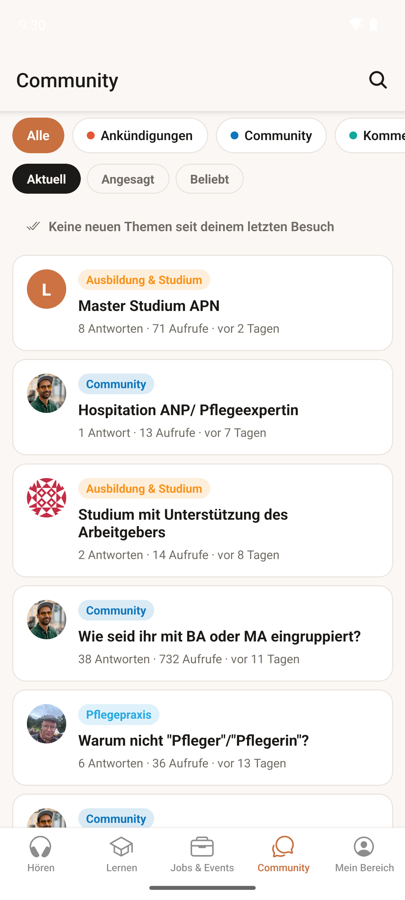 Die Übergabe-Community in der App