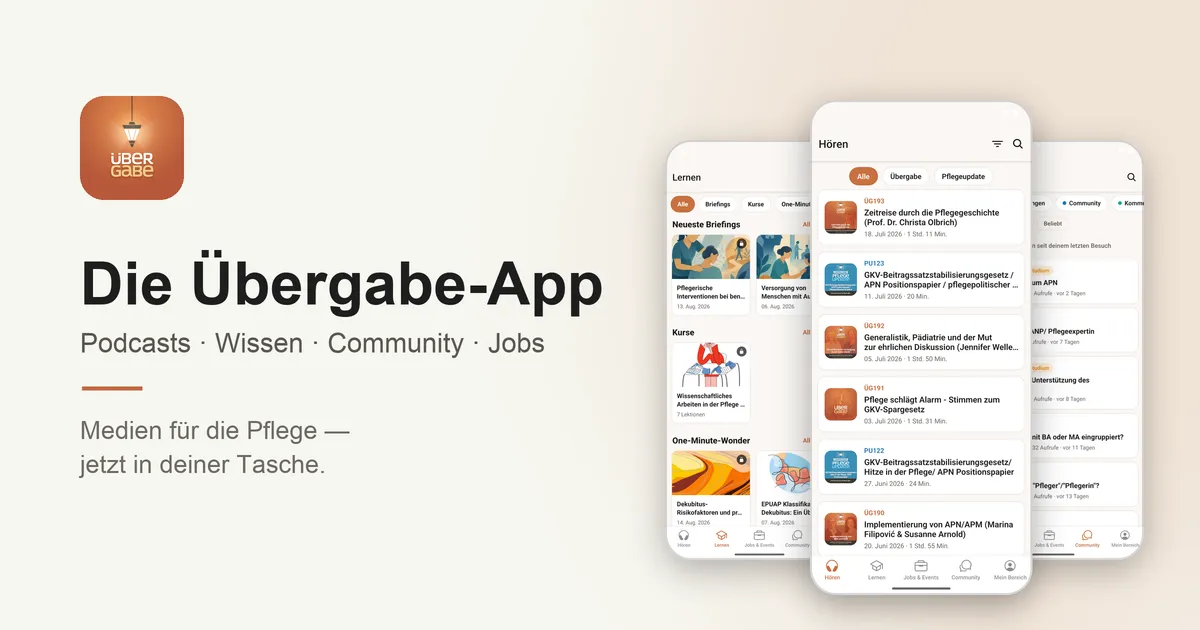 Die Übergabe-App auf drei Smartphones